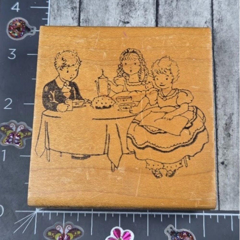 Children Tea Party Fancy Play Wedding Boy Girl Rubber Stamp Wood #L73